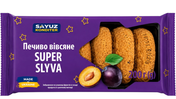 detail Ovesné sušenky se švestkami SUPER SLYVA 200g Soyuz