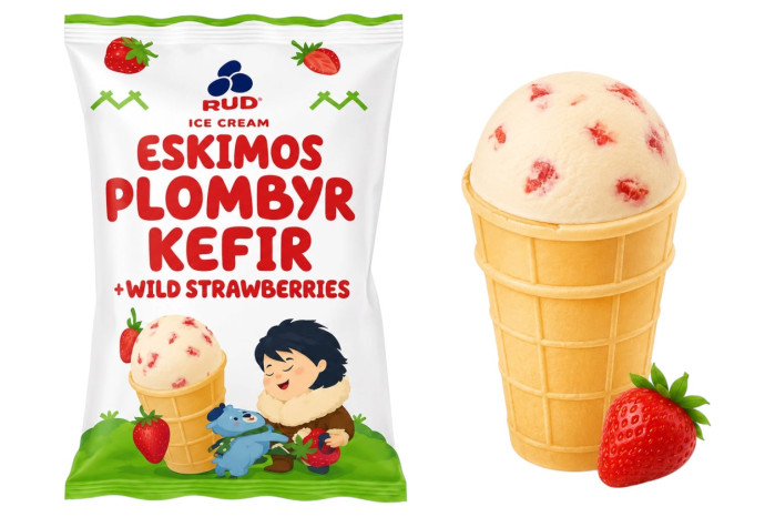 detail Zmrzlina KEFIR s lesní jahodou 80g Rud