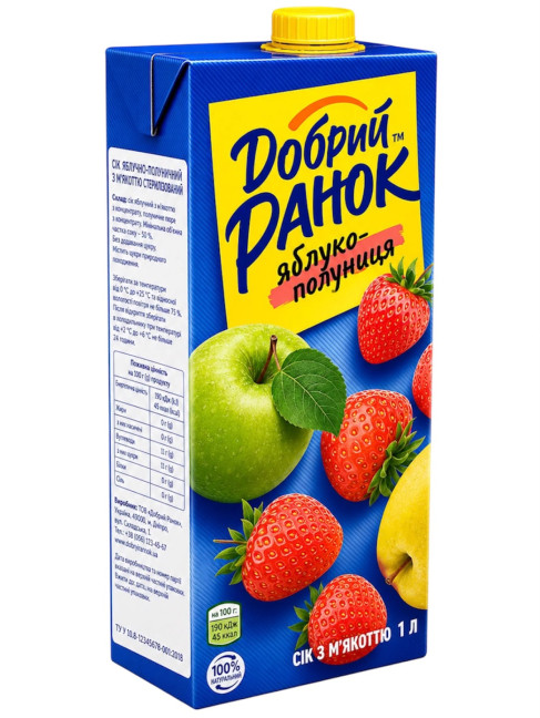 detail Jablečno-jahodová šťáva s dužinou 1L Dobré ráno