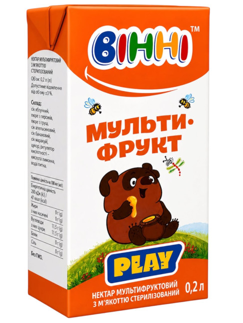 detail Multifruktový nektar s dužinou 200ml VINNI