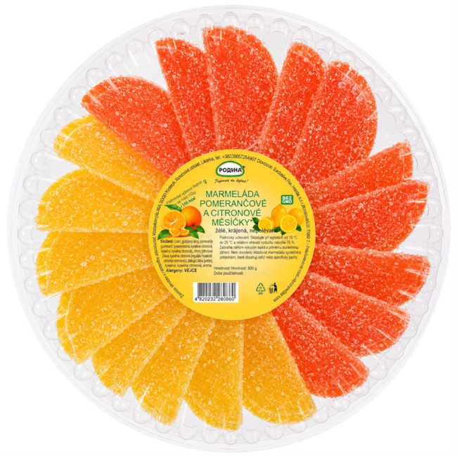 detail Marmeláda „Pomerančové a citronové měsíčky“ 200g Rodyna
