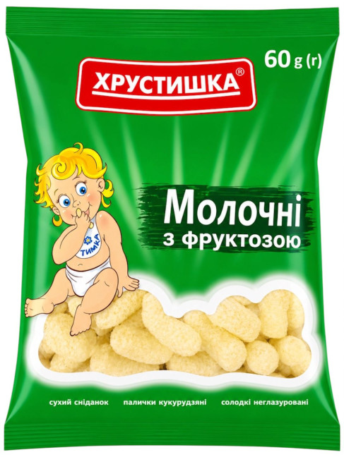 detail Kukuřičné tyčinky mléčné, sladké, nepolévané 60g TM Chrustyška